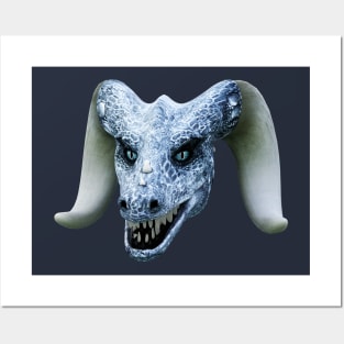 Horned Ice Dragon Head Posters and Art